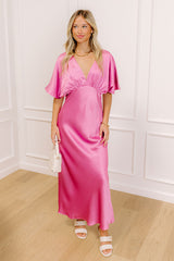 Martini Muse Satin Midi Dress in Violet