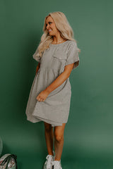 Charming Glance Stripe Mini Dress in Hunter Green