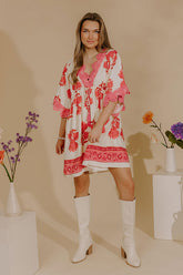 Petal Coast Floral Mini Dress in Pink