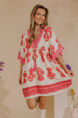 Petal Coast Floral Mini Dress in Pink