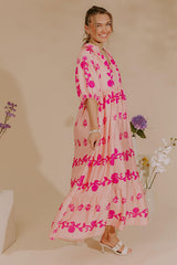 Cherished Moment Floral Midi Dress in Pink