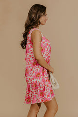Evening Promise Floral Satin Mini Dress