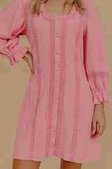 Delicate Details Lace Trim Mini Dress