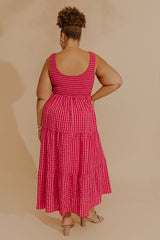 Bright Side Smocked Gingham Maxi Dress Curves