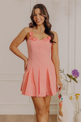 Giggles And Grace Poplin Mini Dress in Coral Pink