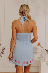 Coastal Crush Embroidered Mini Dress