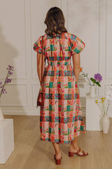 Tulip Meadows Plaid Midi Dress
