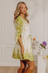 Tuscany Villa Floral Mini Dress in Lime