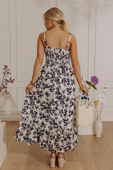 Champagne and Petals Floral Eyelet Midi Dress