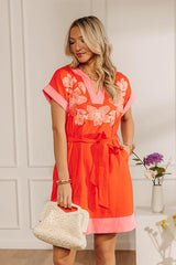 La Vie En Vacay Floral Embroidered Linen-Blend Mini Dress
