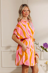 Spritz Sipping Pleated Button Down Mini Dress