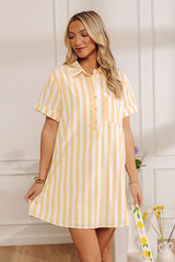 Yacht Club Chic Stripe Mini Dress in Yellow
