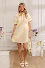 Yacht Club Chic Stripe Mini Dress in Yellow