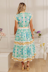 Trip To Crete Floral Button Down Midi Dress