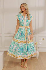 Trip To Crete Floral Button Down Midi Dress