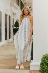 Amalfi Coast Woven Halter Maxi Dress