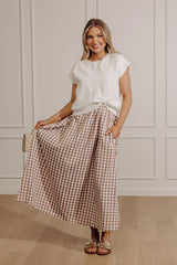 Countryside Chic Two Piece Gingham Midi Dress in Mocha