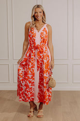Vacay Bliss Floral Maxi Dress in Tangerine