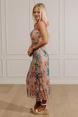 Blooming Smiles Floral Pleated Midi Dress