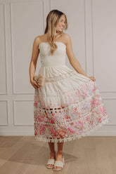 Whispered Blossoms Floral Eyelet Midi Dress