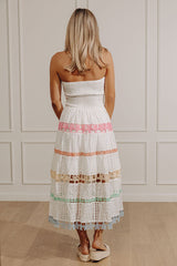 Twirl On The Terrace Eyelet Tiered Midi Dress
