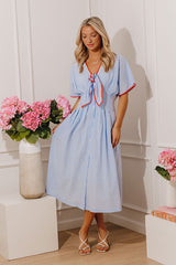 Shoreline Stripes Button Down Midi Dress