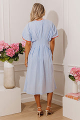 Shoreline Stripes Button Down Midi Dress