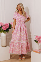 Santorini Bliss Floral Maxi Dress in Violet