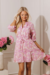 French Garden Floral Mini Dress in Violet