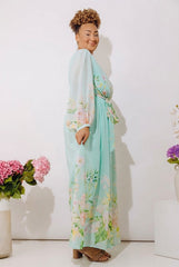 Secret Garden Floral Maxi Dress in Aqua Curves