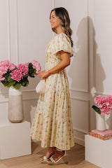 City Of Flowers Pleated Midi Dress