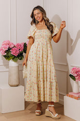 City Of Flowers Pleated Midi Dress