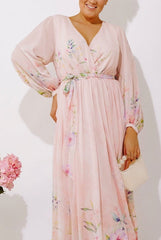Secret Garden Floral Maxi Dress in Peach Curves