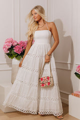 Romantic Cottage Eyelet Tiered Maxi Dress