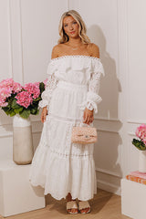 Graceful Intent Off Shoulder Eyelet Midi Dress