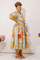 Garden Party Ready Floral Button Down Midi Dress Curves