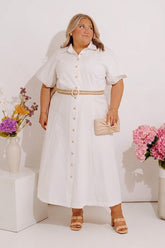 Social Brunch Button Down Midi Dress Curves