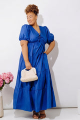 Laughs On The Patio Front Tie Poplin Maxi Dress Curves
