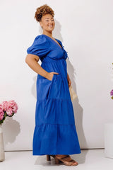 Laughs On The Patio Front Tie Poplin Maxi Dress Curves
