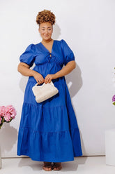 Laughs On The Patio Front Tie Poplin Maxi Dress Curves