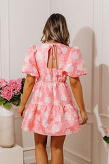 Champagne and Petals Floral Jacquard Mini Dress