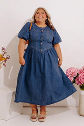 Fifth Avenue Chic Denim Midi Dress Curves