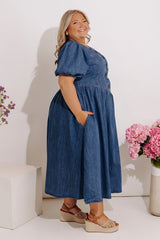 Fifth Avenue Chic Denim Midi Dress Curves
