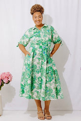 Garden Charm Floral Button Down Midi Dress Curves