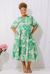 Garden Charm Floral Button Down Midi Dress Curves