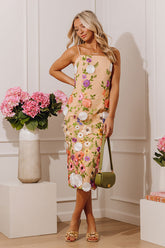 Enchanted Evening Floral Embroidered Midi Dress