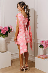 Elegant Bloom Floral Jacquard Mini Dress
