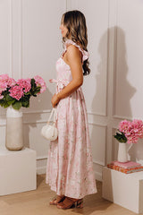 Modern Romance Floral Midi Dress in Light Pink