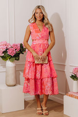 Graceful Garden Floral Tiered Midi Dress