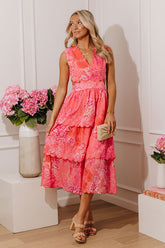 Graceful Garden Floral Tiered Midi Dress